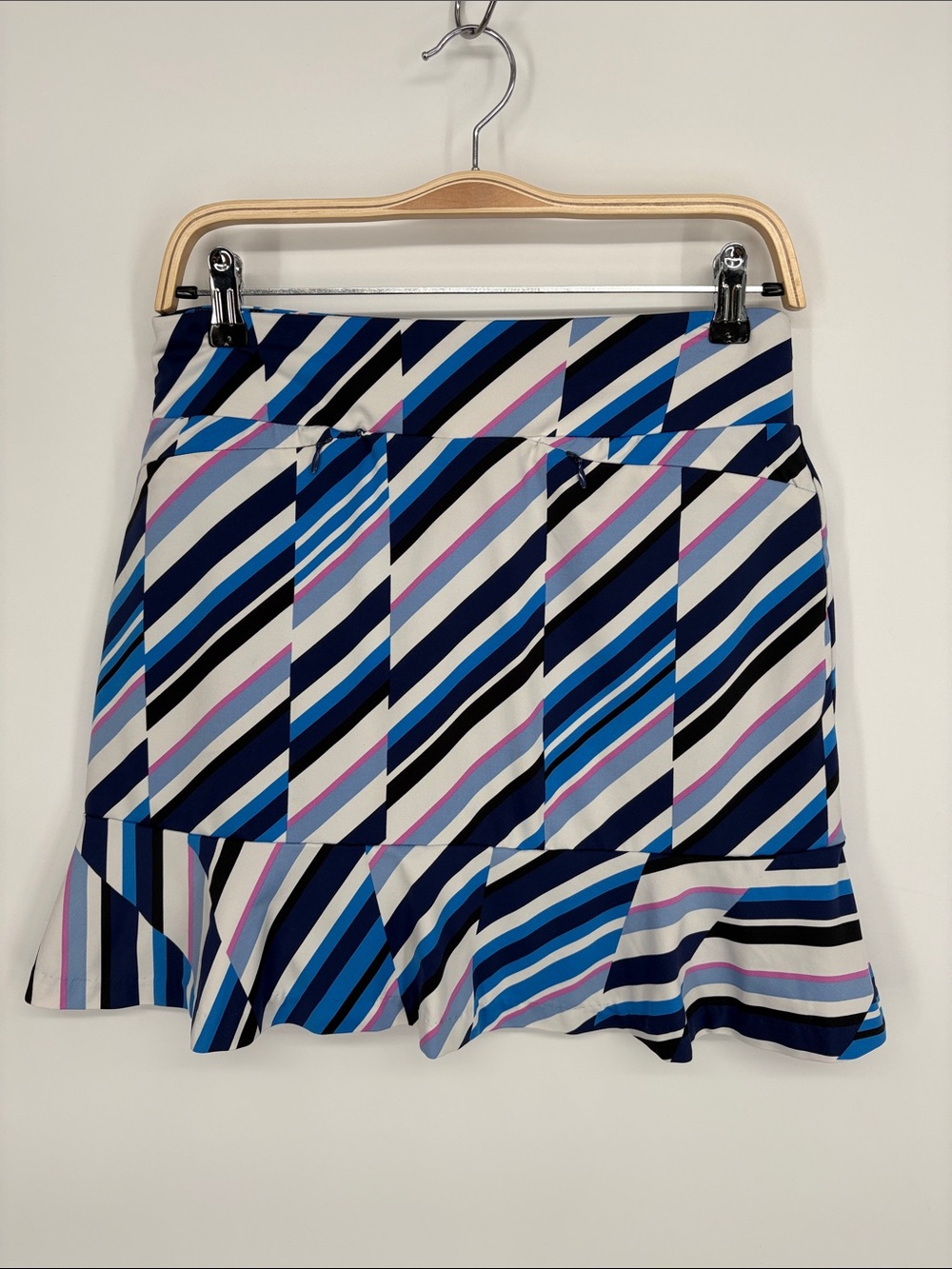 🪽 Tail Navy, Blue, White & Pink Diagonal Stripe Ruffle  Skirt w trunks tennis